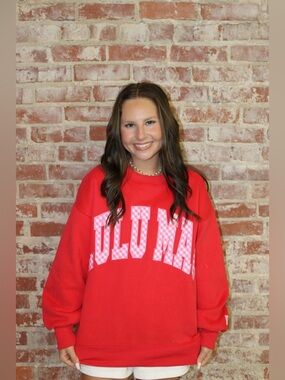 Lulu Mac Red With Pink Gingham Sweatshirt